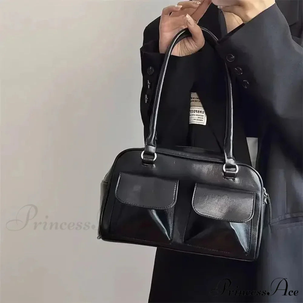 Basic Retro Business PU Leather Shoulder Bag