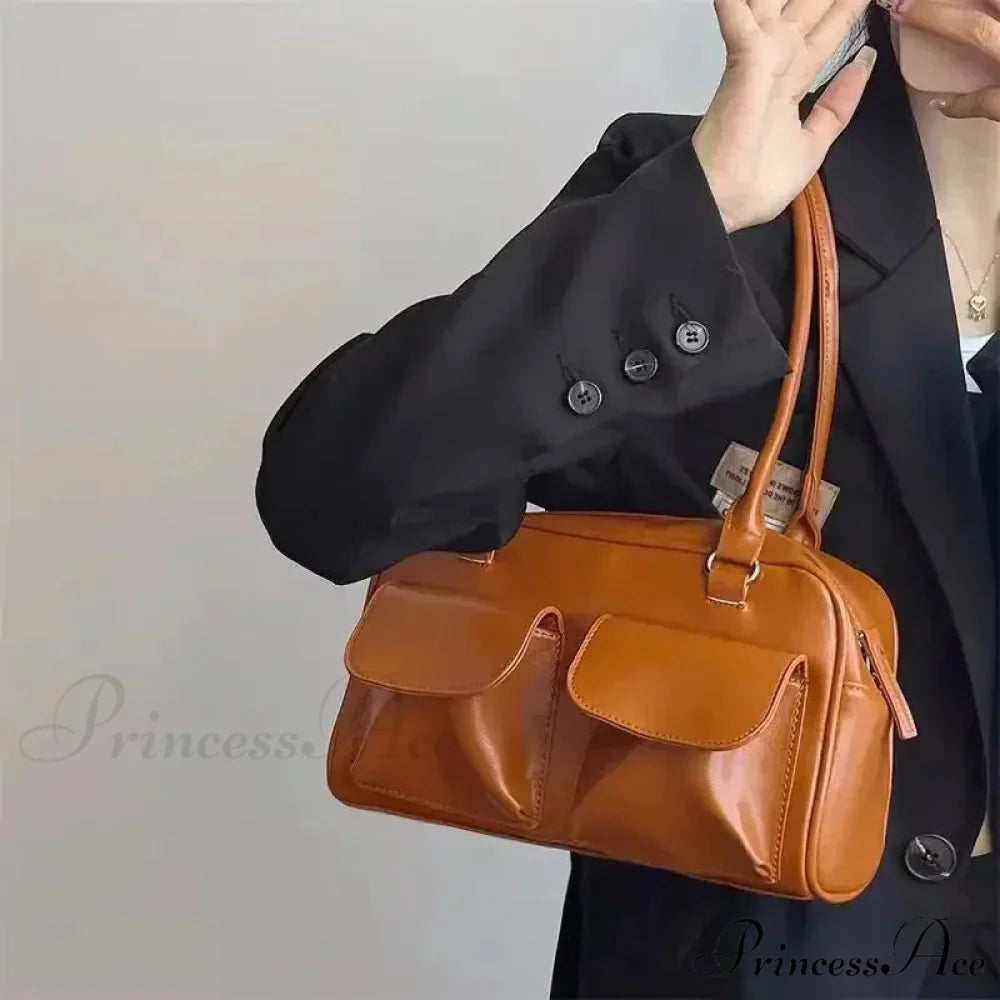 Basic Retro Business PU Leather Shoulder Bag