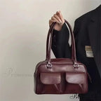 Basic Retro Business PU Leather Shoulder Bag
