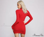 Basic Ribbed Knit Charming Long Sleeve Mini Dress