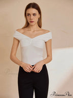 Basic Solid Graceful Off-Shoulder Top