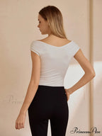 Basic Solid Graceful Off-Shoulder Top