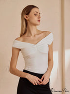Basic Solid Graceful Off-Shoulder Top