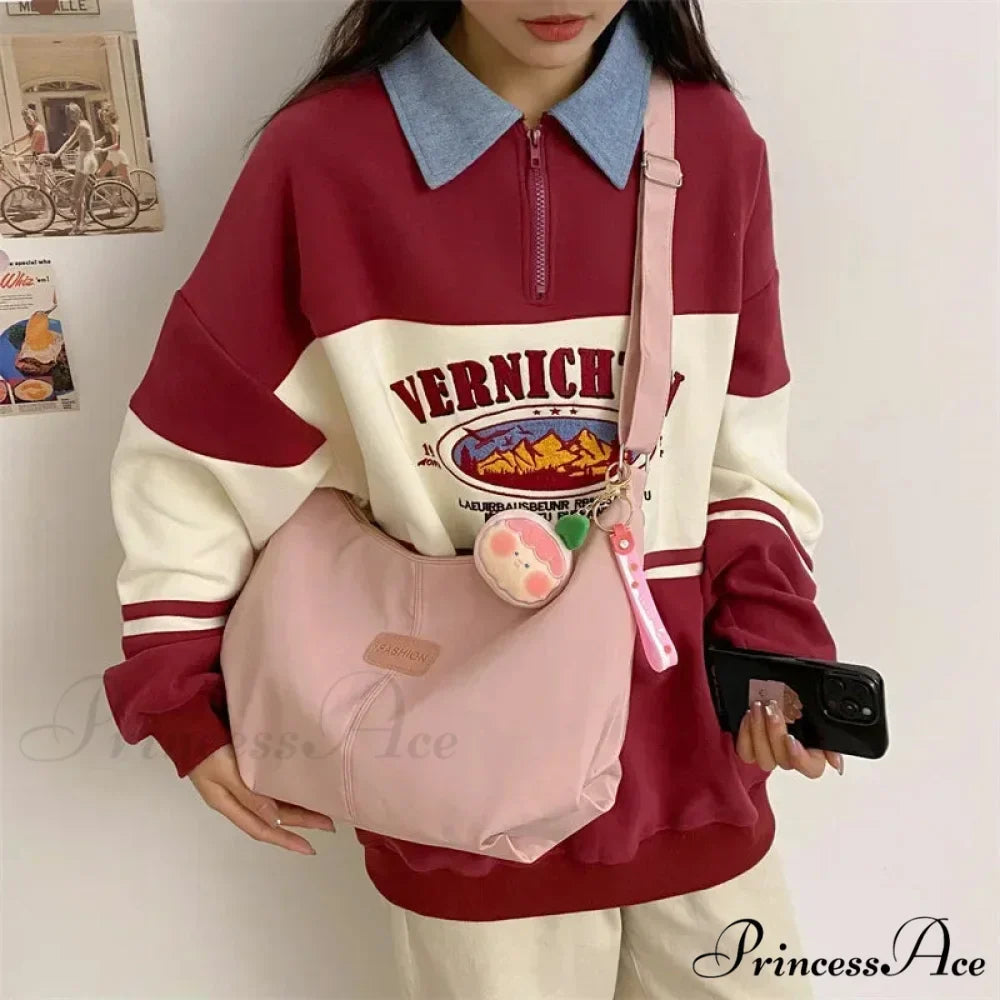 Basic University Style Nylon Spacious Crossbody