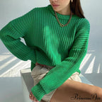Basic Warm Vintage Green Thick Oversized Knitted Loose White Christmas Sweater