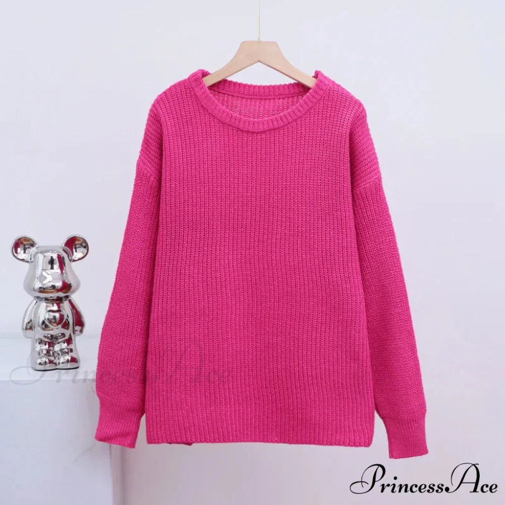 Basic Warm Vintage Green Thick Oversized Knitted Loose White Christmas Sweater