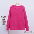 Basic Warm Vintage Green Thick Oversized Knitted Loose White Christmas Sweater