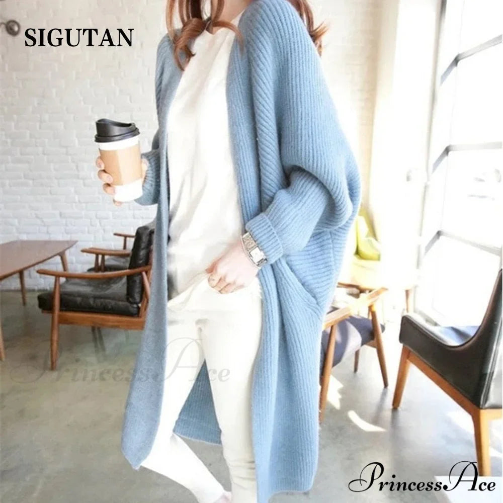 Bat Sleeve Knitted Plus Size Jacket Loose Ladies Sweaters Cardigans