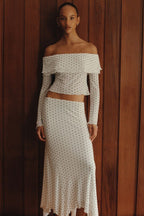 Off Shoulder Polka Dot Two Pieces Set