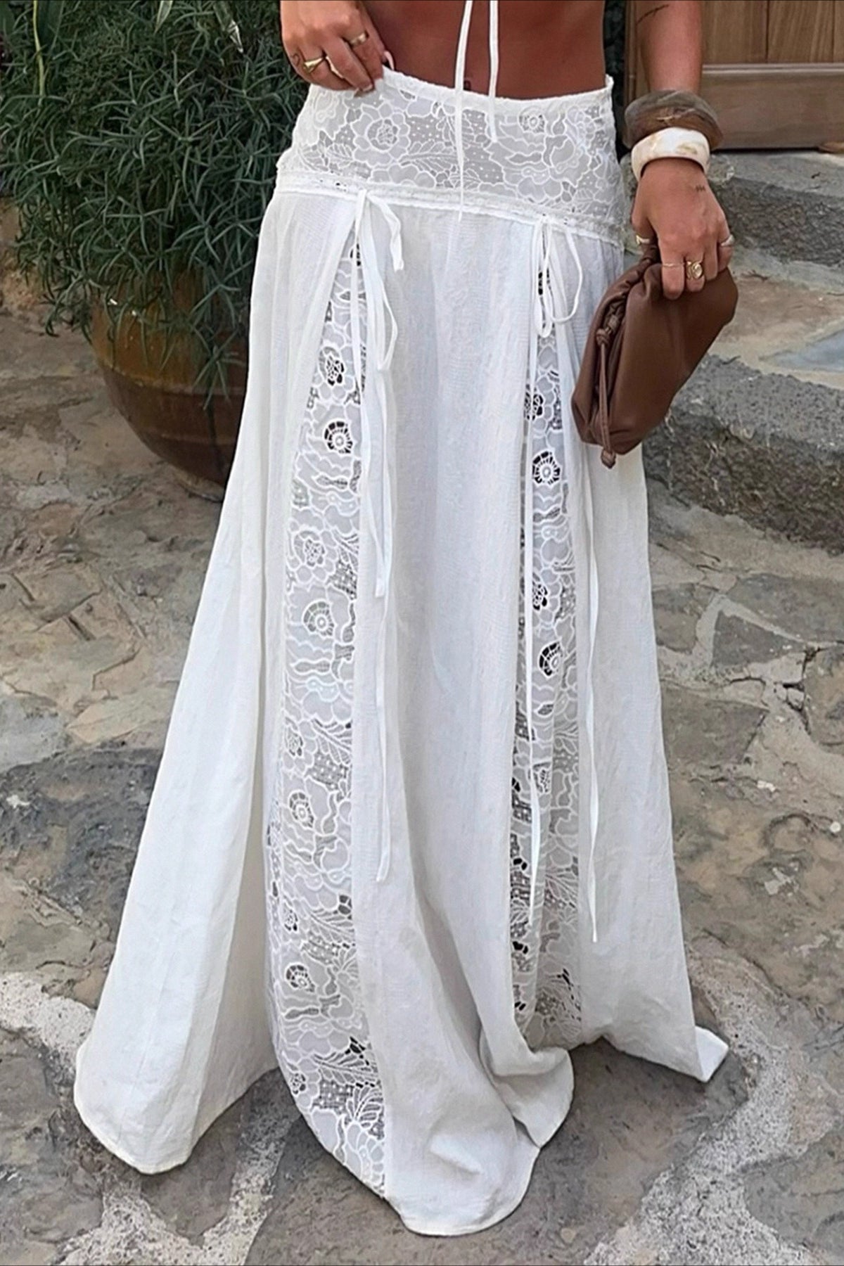 Boho Lace Patchwork Maxi Skirt