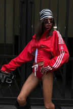 Satin Ruched Half Zip Crop  Blouse