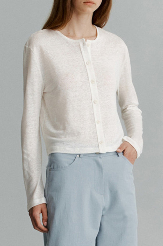 Solid Color Buttoned Knit Cardigan