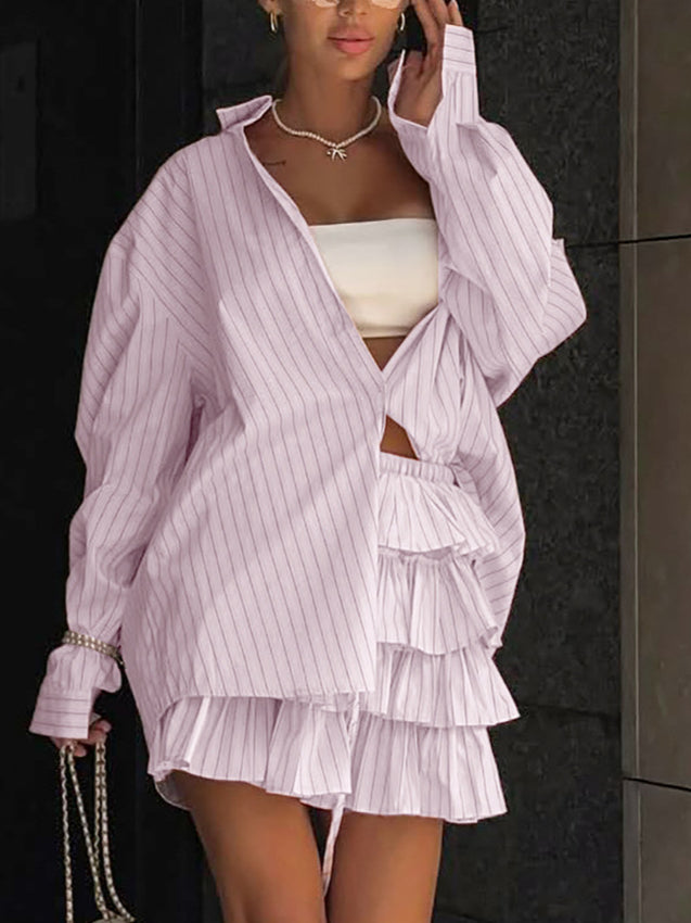 Chic Striped Blouse and Layered Blouse