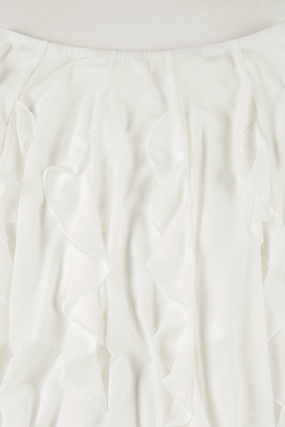 Ruffled Mesh Asymmetrical Midi Skirt