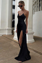 Elegant V-Neck Backless High Slit Maxi Dress