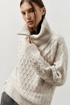 Thick Knit Turtleneck Half-Zip Sweater