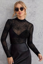 Slim Fit See Through Mesh Blouse