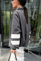 Chic Stand Neck Color Block Jacket