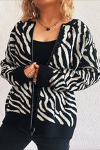 Colorblock Zebra Knit Cardigan