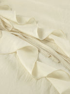 Ruffled Hem Tie Front Cardigan & Shorts Set Blouse