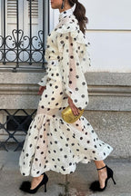 Polka Dot Lantern Sleeve Two Pieces Set