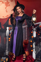 Halloween Purple Witch Cosplay Maxi Dress