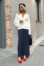 Vintage V Neck Loose Knit Cardigan Sweater