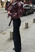 Burgundy Vintage Moto Coat