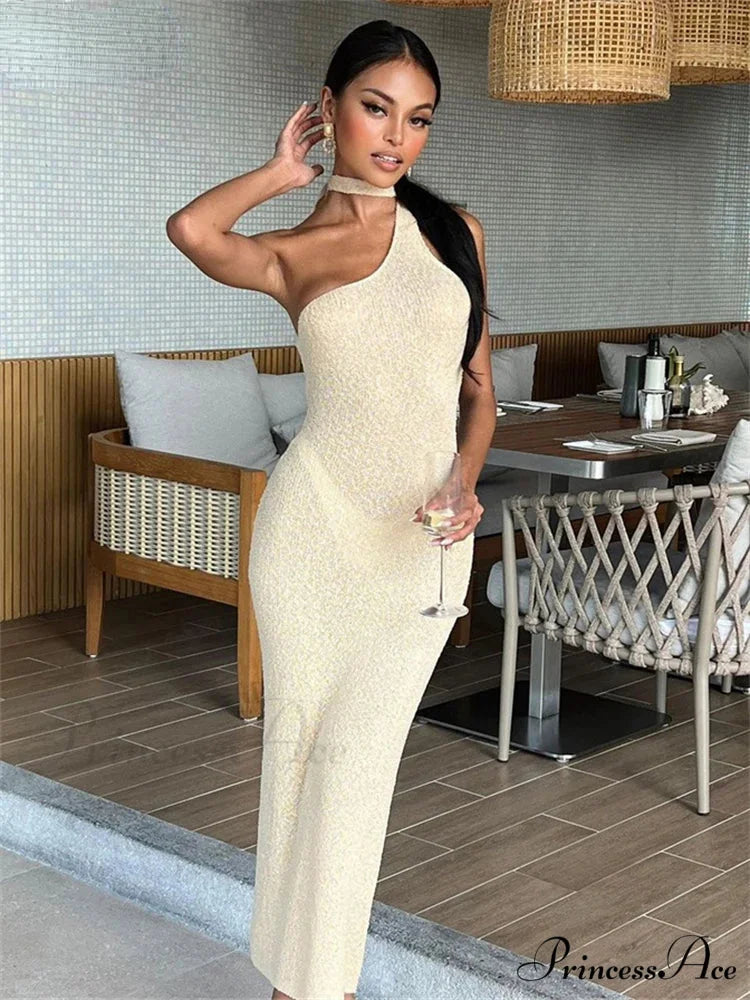 Beach Knitted Halter Bodycon Maxi Dress