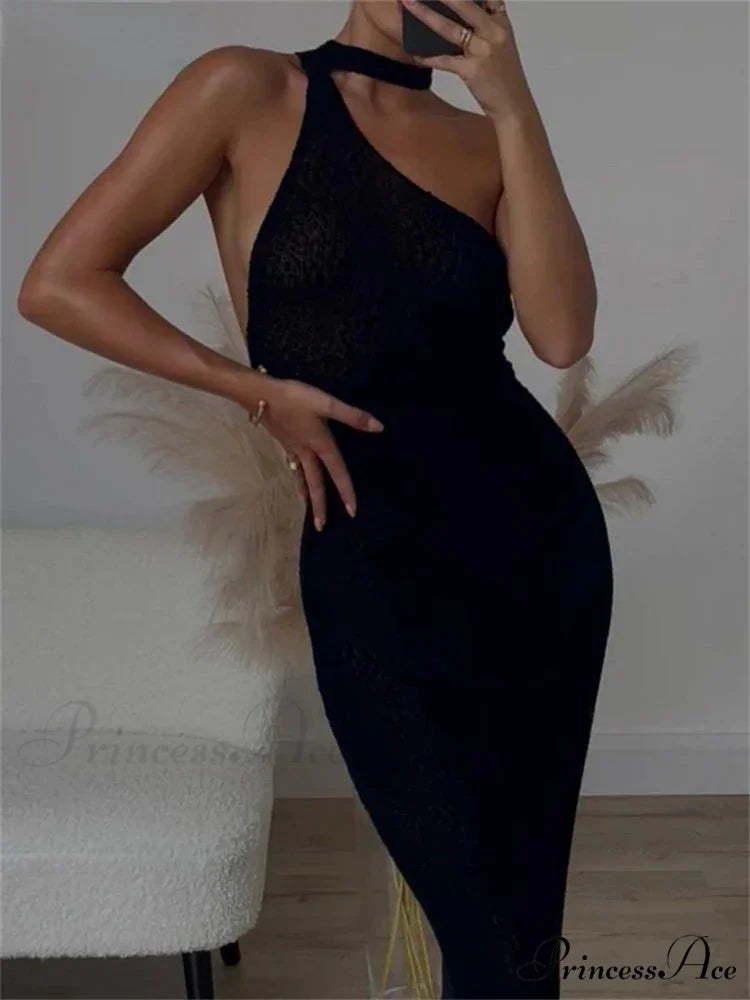 Beach Knitted Halter Bodycon Maxi Dress
