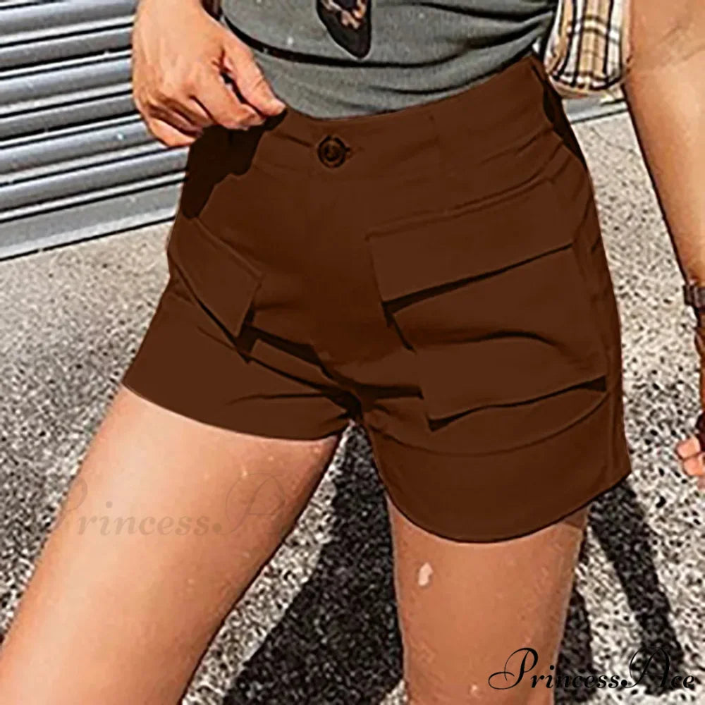 Beach Sexy Vintage High Waist With Pockets Patchwork Short