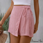 Beach Skirt Casual Zippered High Waisted Textured Short