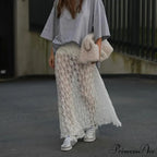 Beachwear Flowery Lace Lotus Border Perspective Long Skirt
