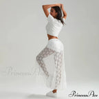Beachwear Flowery Lace Lotus Border Perspective Long Skirt