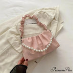 Beaded Chain Pleated Underarm Crossbody Handbag