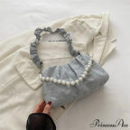 Beaded Chain Pleated Underarm Crossbody Handbag