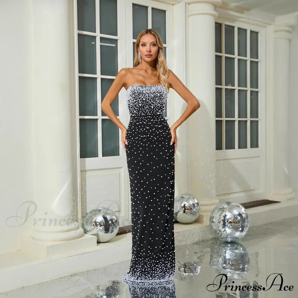 Beaded Sleeveless Fitted Full-Length Prom Gown