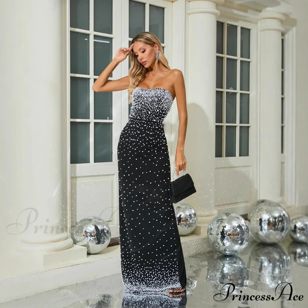 Beaded Sleeveless Fitted Full-Length Prom Gown