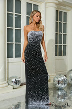 Beaded Strapless Bandage Sophisticated Evening Prom Dress