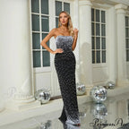 Beaded Strapless Bandage Sophisticated Evening Prom Dress