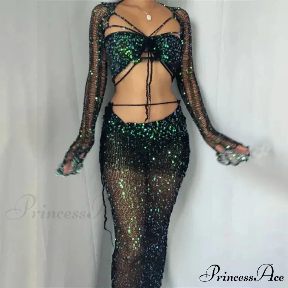 Beaded Sweater Maxi Dress