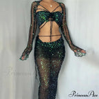 Beaded Sweater Maxi Dress