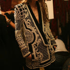 Beading Design Long Sleeve Vintage Coat