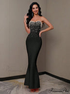 Beading Strapless Ankle-Length Party Dress