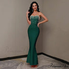 Beading Strapless Ankle-Length Party Dress