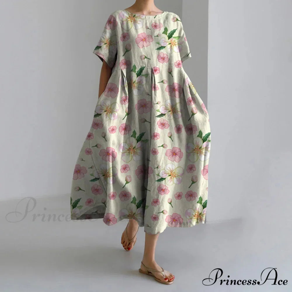 Beautiful 3D Flower Pattern Short Sleeve Midi Evening Dress