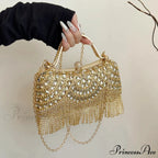Beautiful Gems Gold Silver Clasp Chain Clutch Purse