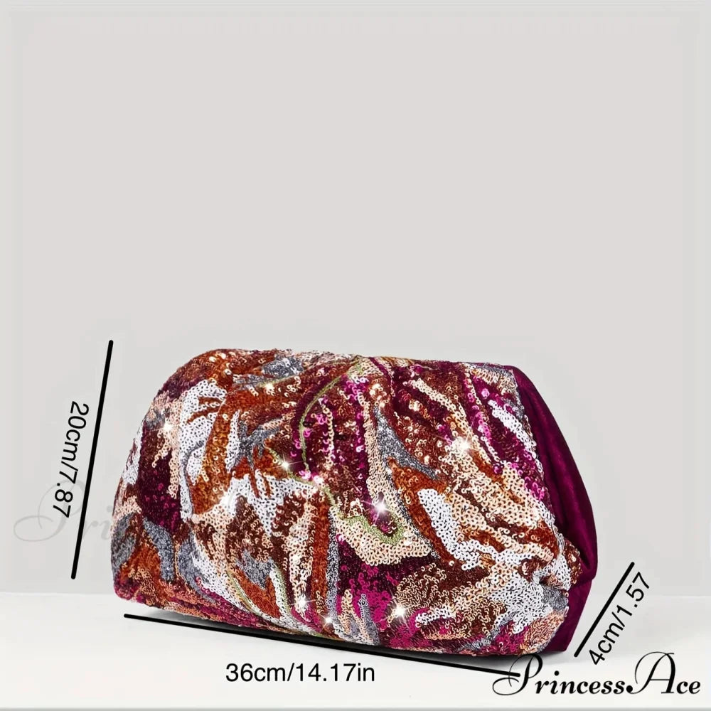 Beautiful Sparkling Crimson Evening Clutch Bag