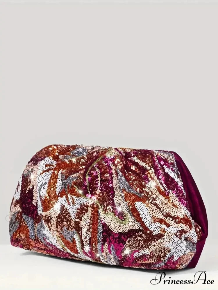 Beautiful Sparkling Crimson Evening Clutch Bag