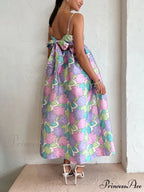 Beautiful Temperament Printed Charming Strapless Backless Swing Dress